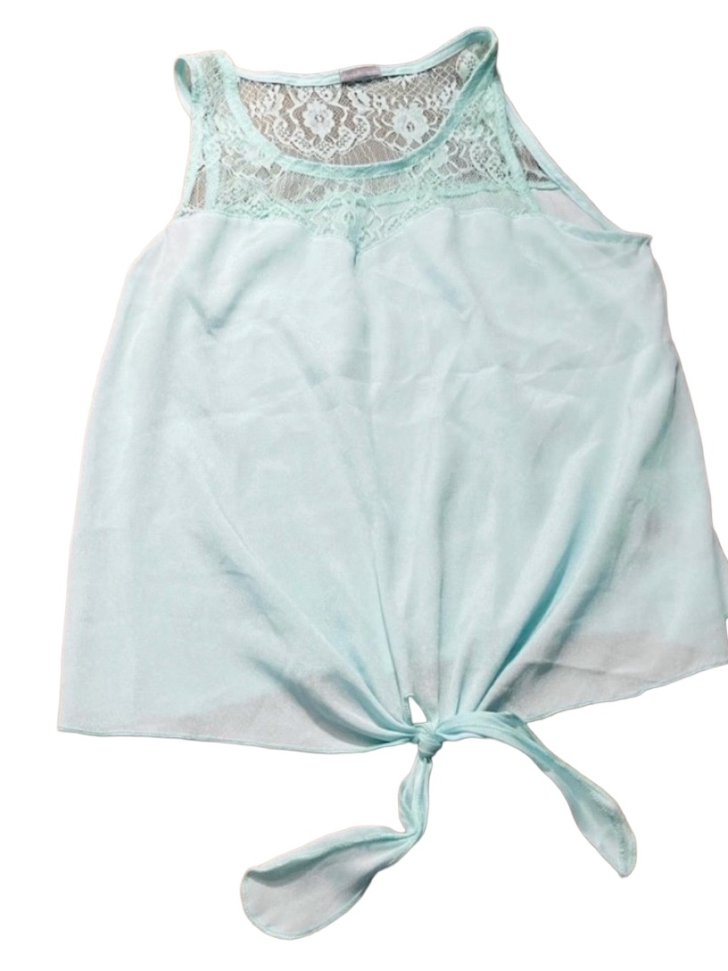 Juniors Charlotte Russe Sleeveless Aqua Blouse Size Small